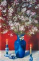 Blue Vase with Crab Apple Blossems